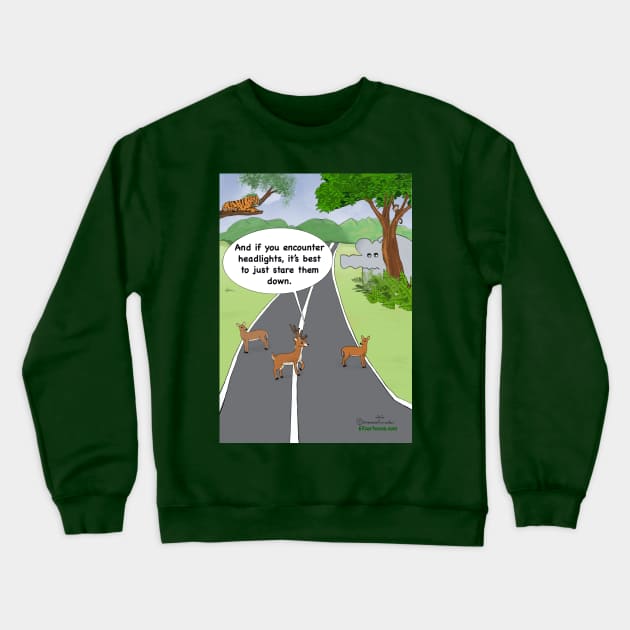 Deer Lessons Crewneck Sweatshirt by Enormously Funny Cartoons